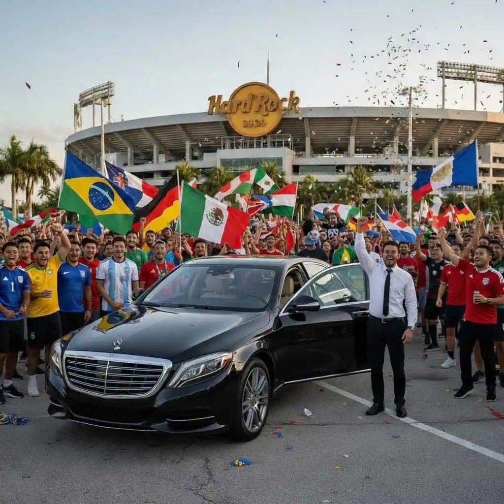 Sal limo mercedes benz s class parked in front of hard rock stadium