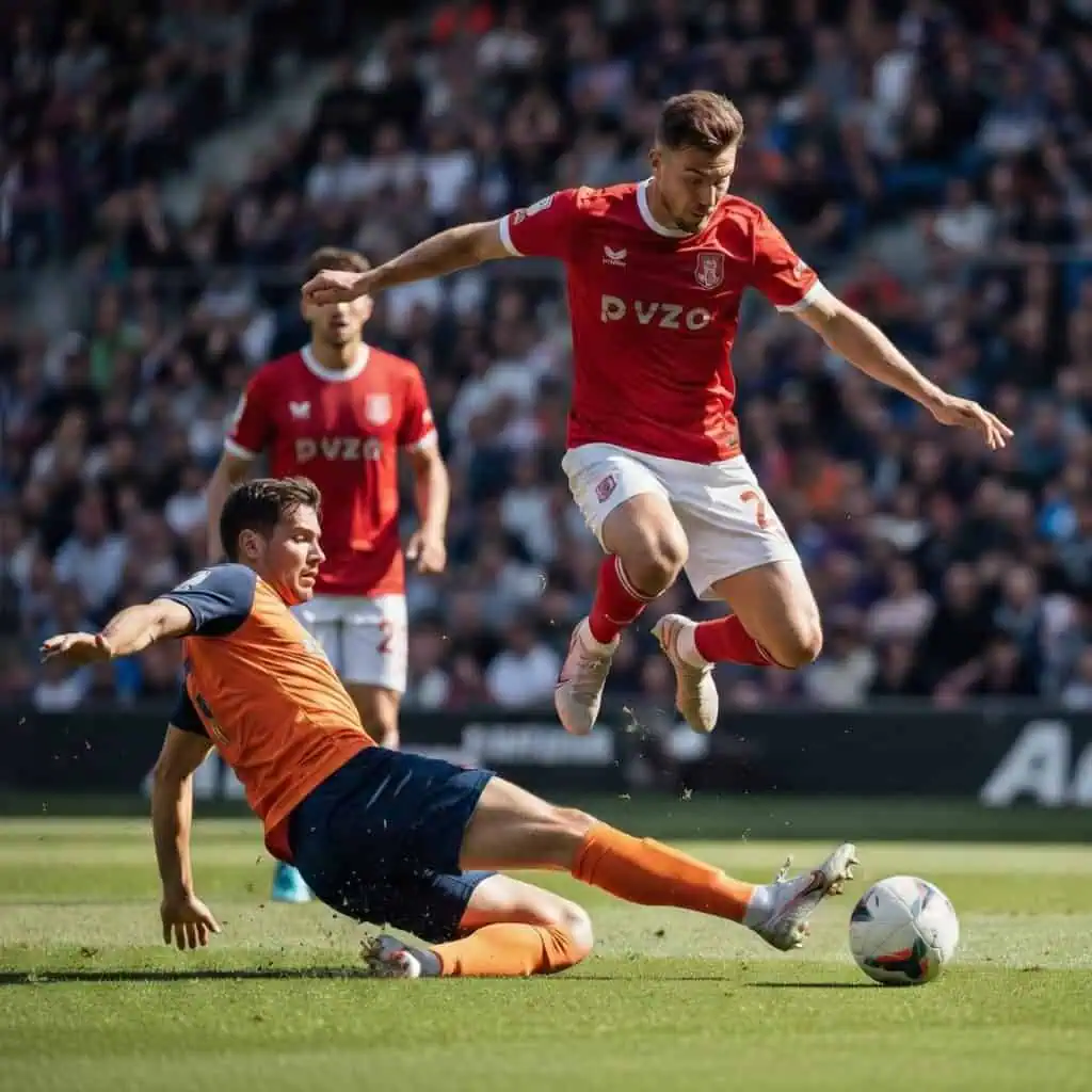 Soccer player jumping