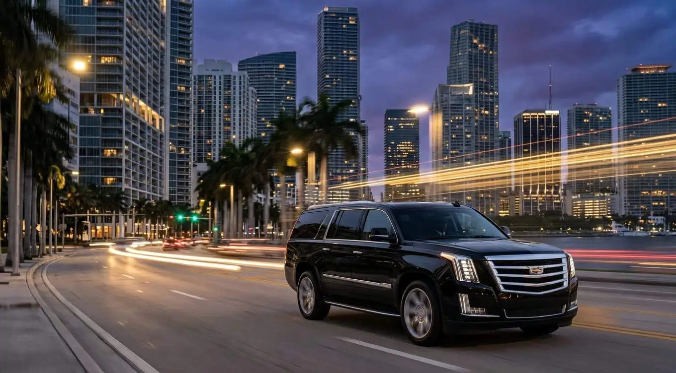 Sal Limo vehicle on the move in Miami downtown
