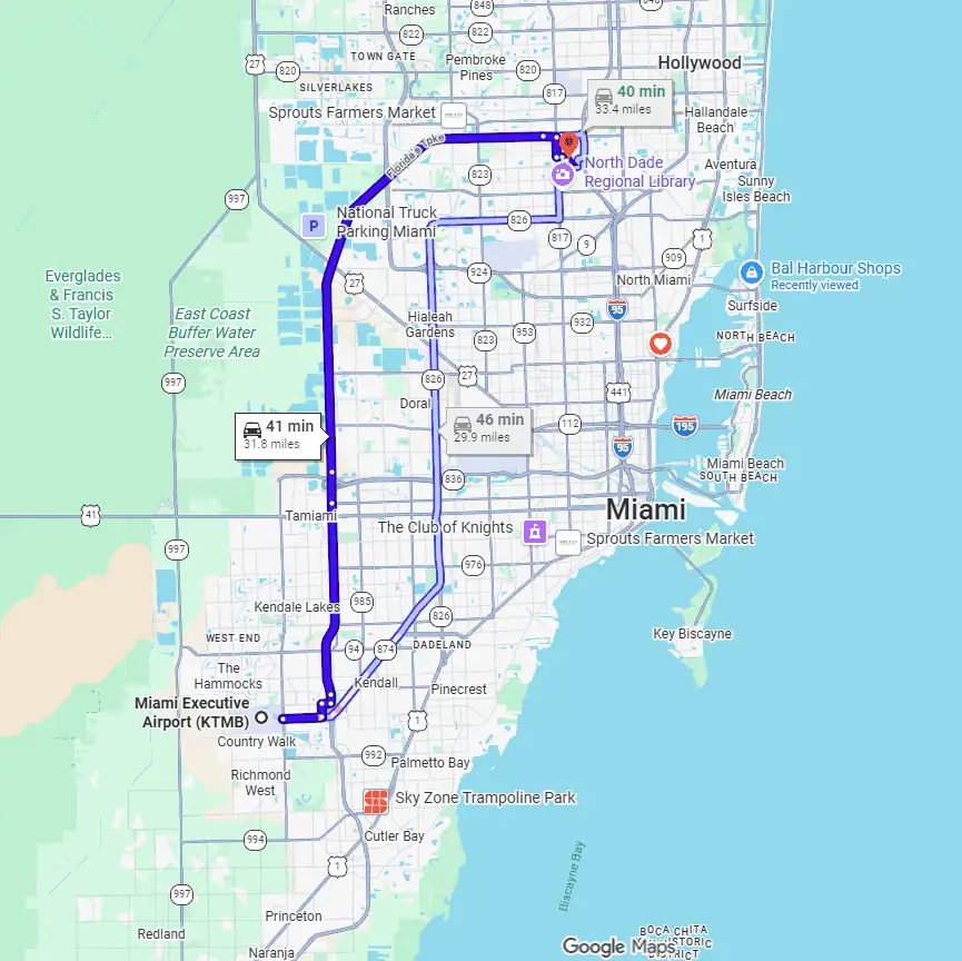 TMB to Hard Rock Stadium google directions